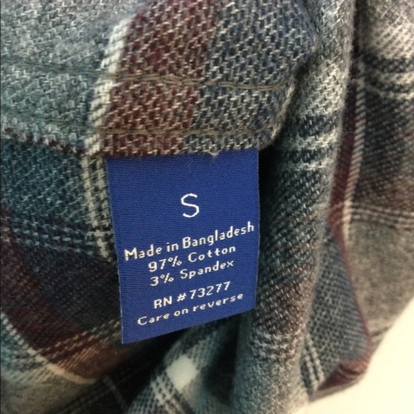 Men's Apt. 9 Small 34 - 36 Flannel Shirt Plaid Gray Blue Long Sleeve Stretch NWT - Picture 12 of 12